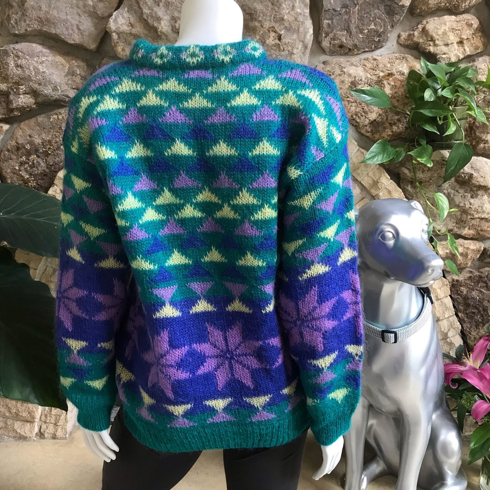 Vintage Vintage Gallagher Mohair Snowflake Green Purple Sweater Sz S Size S / US 4 / IT 40 - 3 Thumbnail