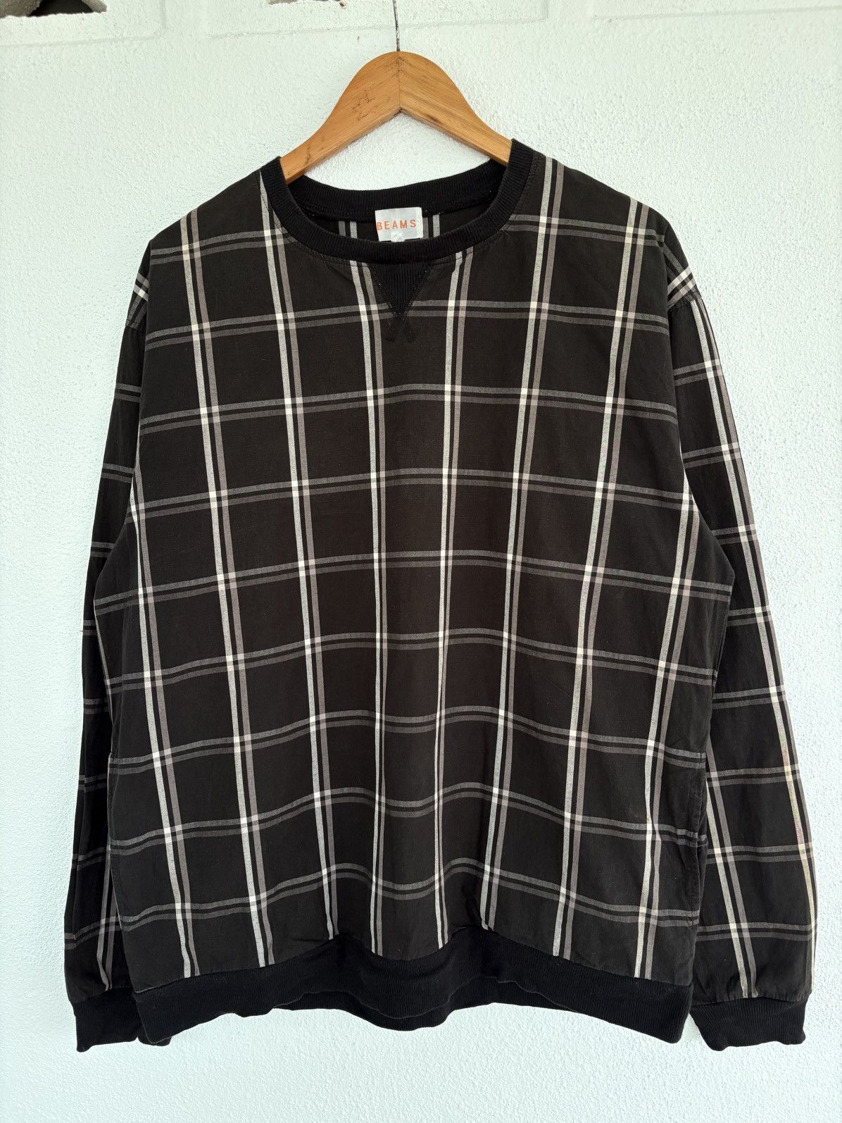 Beams Plus Beams Checkered Box Baggy Sweatshirts Trashed Distressed Size US L / EU 52-54 / 3 - 1 Thumbnail