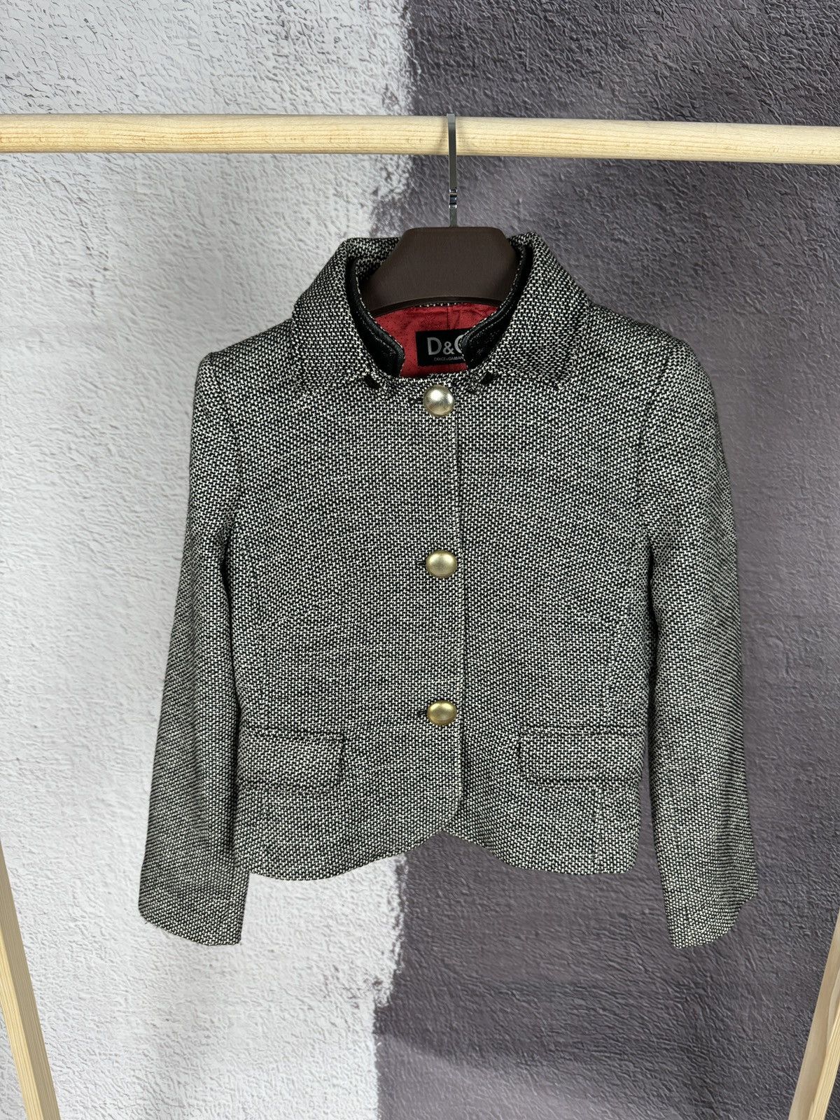 image of Dolce Gabbana Wool Silk Cotton Grey Short Button Jacket, Women's (Size Medium)