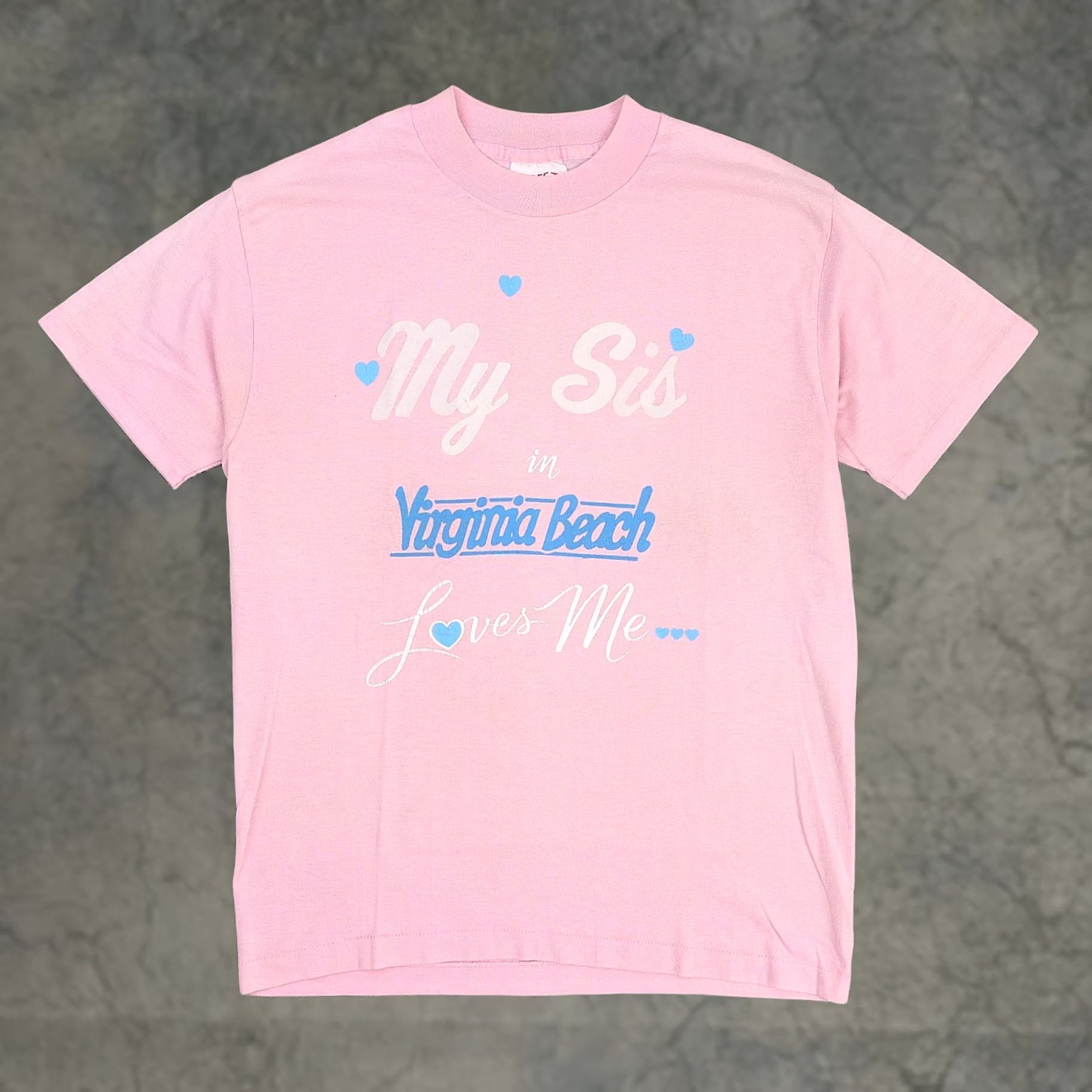 Pinko VINTAGE 80s Virginia Beach T-Shirt Cute Hearts Medium Pink Short Sleeve Size US M / EU 48-50 / 2 - 1 Thumbnail