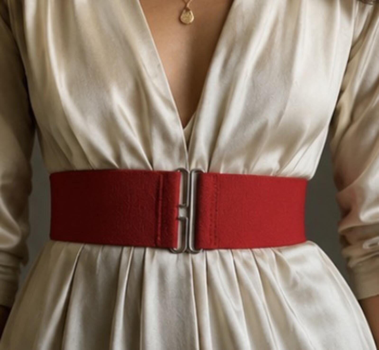 Other Vintage Red Stretch Belt Wide 80s Statement Belt Size ONE SIZE - 8 Thumbnail