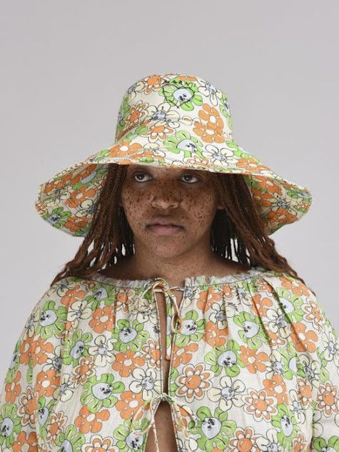 Marni o1w1db11125 Size: OS/Floral Print Brim Bucket Hat in Green Size ONE SIZE - 2 Thumbnail