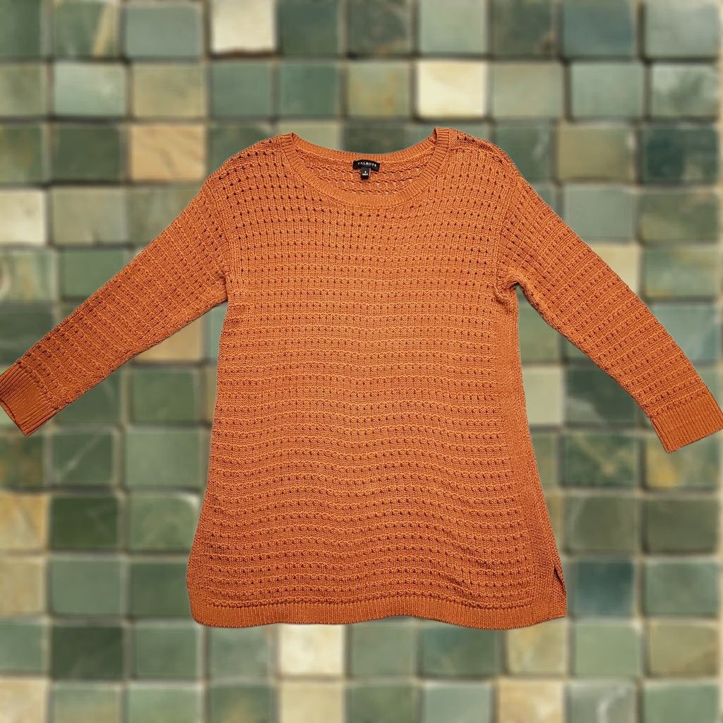 Talbots Talbots Sweater Womens Small Brown Cotton Blend 3/4 Sleeve Knit Texture Pullover Casual Mens? Girls? Size S / US 4 / IT 40 - 1 Thumbnail