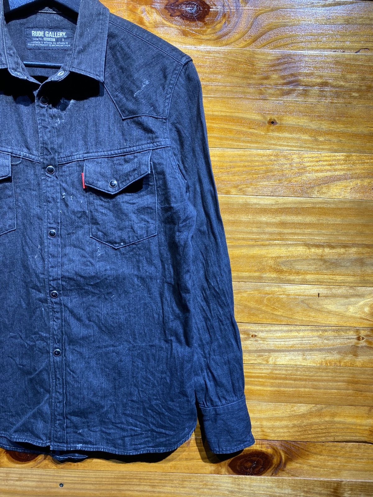 RUDE GALLERY Rude Gallery Japan Black Denim Western Shirt Casual Workwear Size US S / EU 44-46 / 1 - 6 Thumbnail