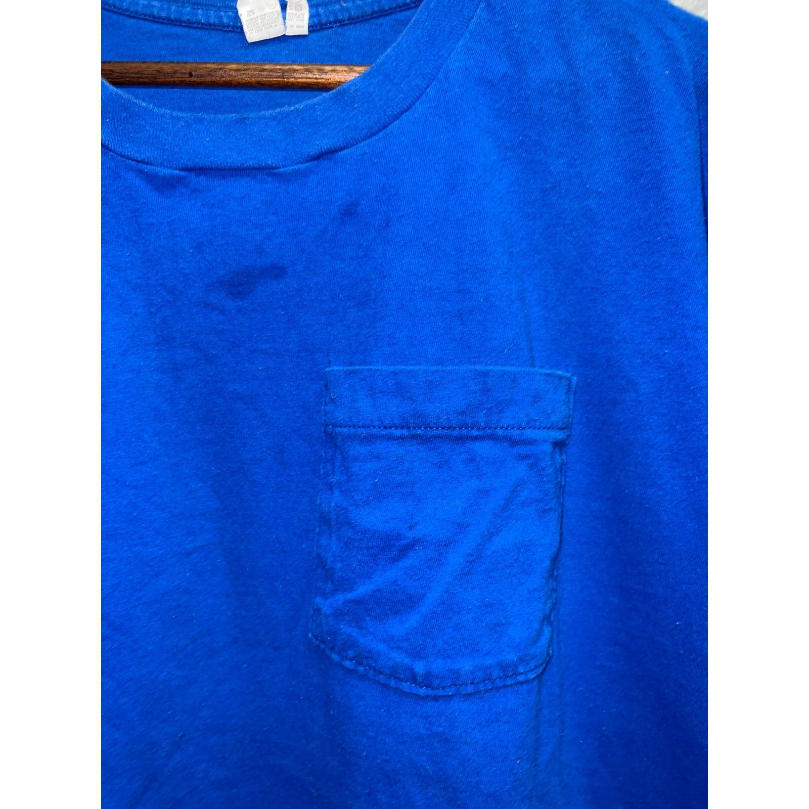 Fruit Of The Loom Vintage Blue Blank Shirt Fruit Of The Loom USA Made Tee 80s Size US XL / EU 56 / 4 - 3 Thumbnail