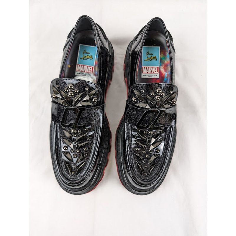 Christian Louboutin o1rshd1 The Amazing Loubi Flat Shoes Black/BK Gun/Lin Cosmos Size US 8 / EU 41 - 12 Thumbnail