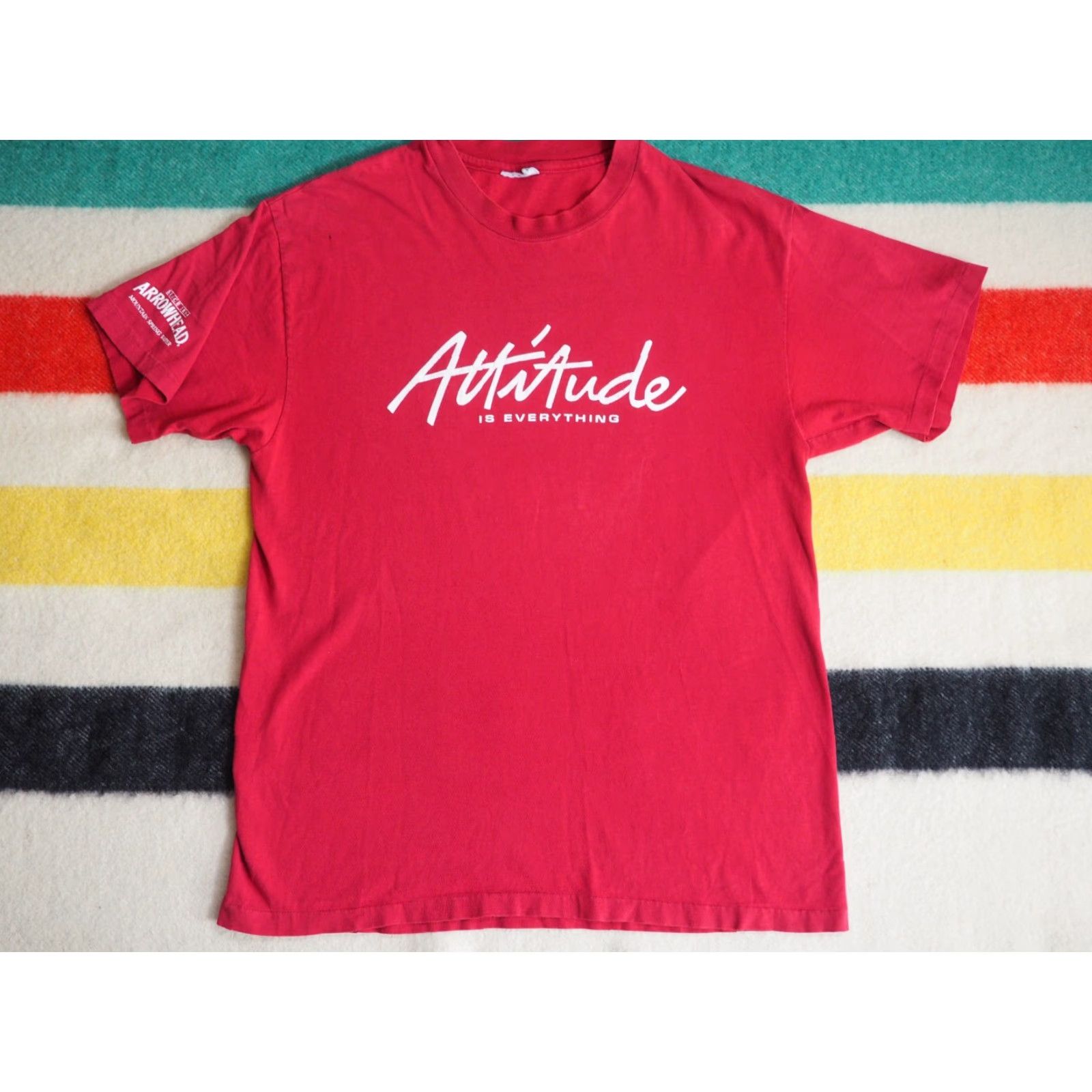 Vintage VTG 90s Arrowhead Mountain Spring Water Promo Tee T-Shirt Mens L Red Shirt Graphic Tee Mens L Red 90s Grunge Vintage EF Size US L / EU 52-54 / 3 - 2 Thumbnail