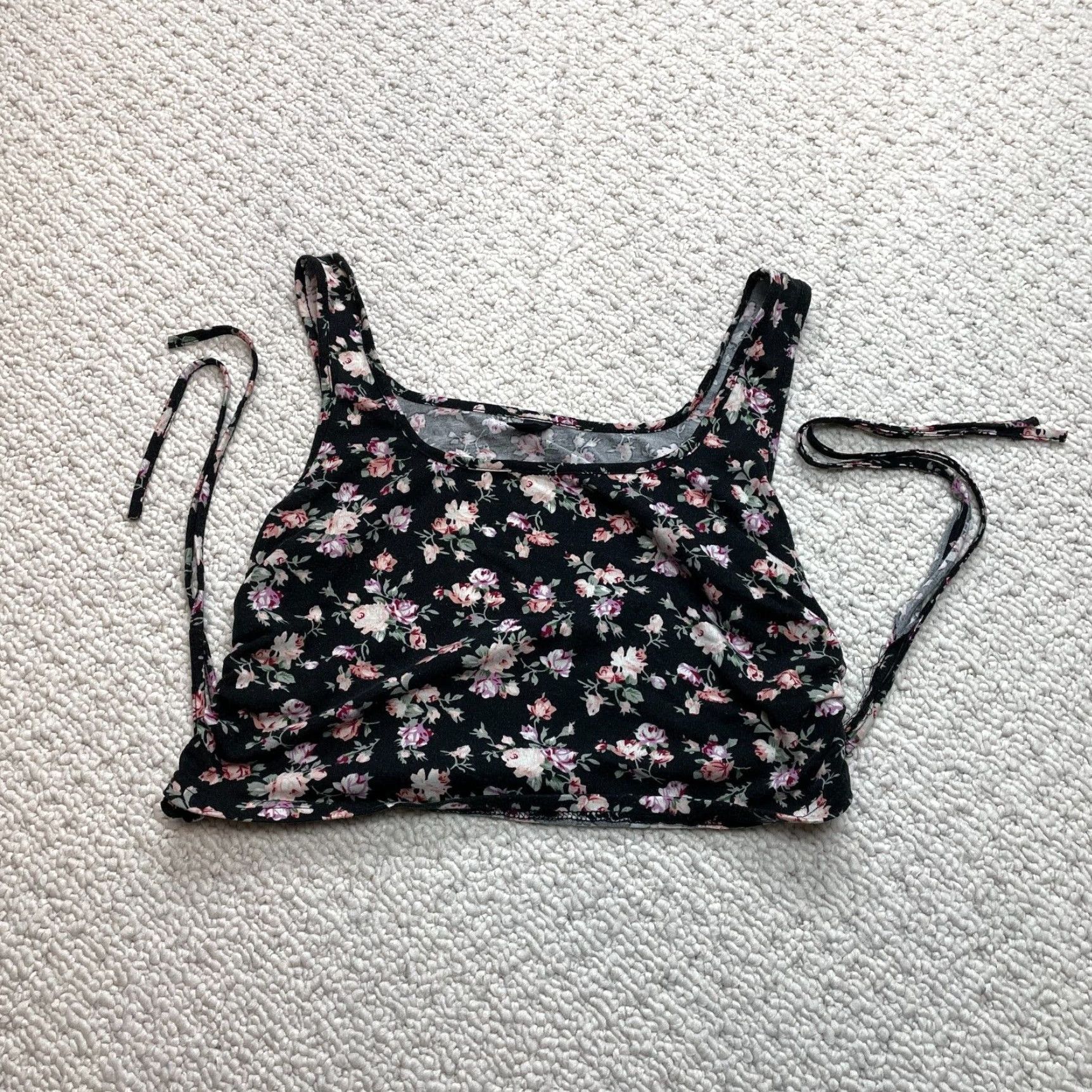 Shein SheIn Tank Top Cropped and Skirt Set Womens S Black Floral Stretch 2 Piece Size S / US 4 / IT 40 - 2 Thumbnail