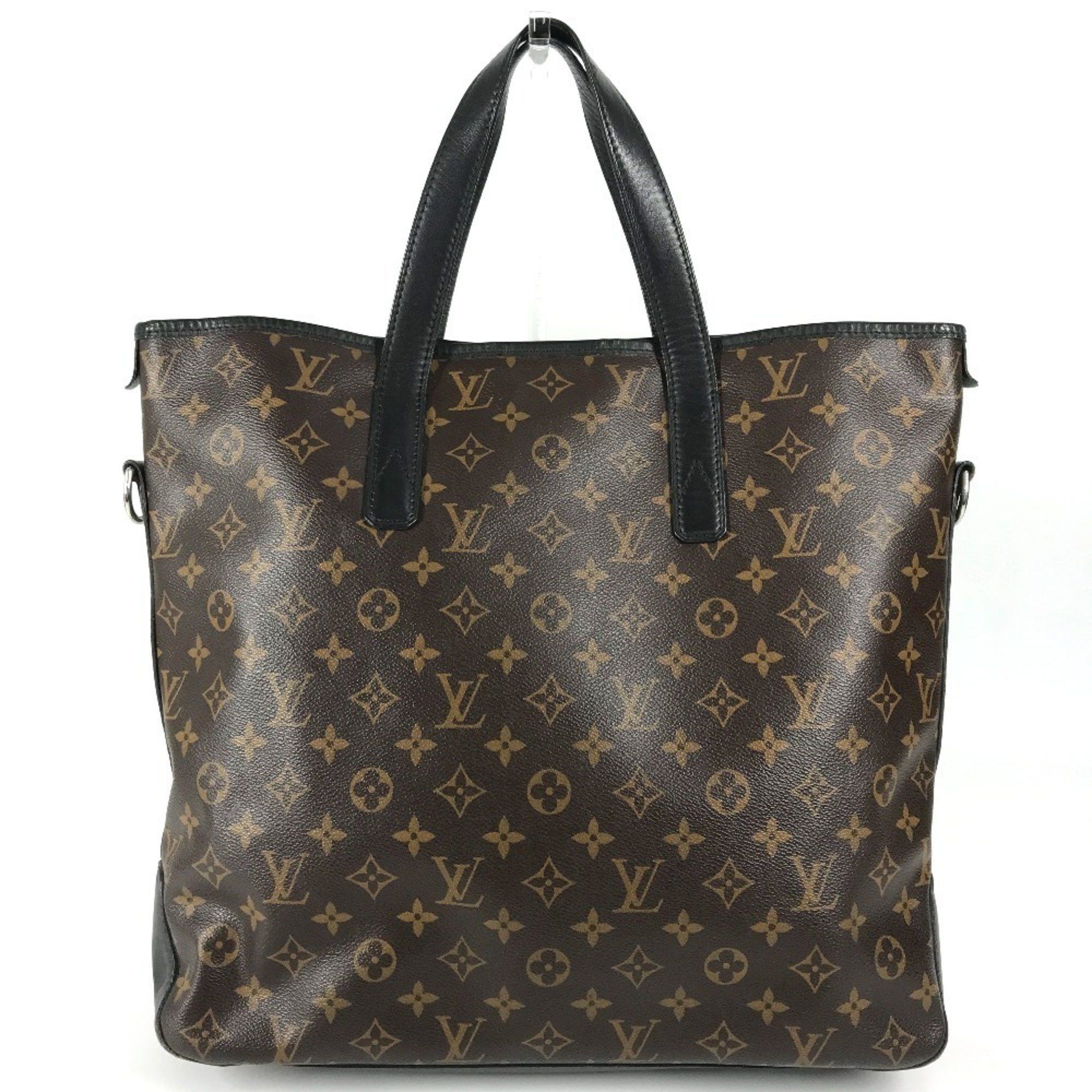 Louis Vuitton M56708 Monogram Macassar Davis Bag Vertical Tote Handbag Shoulder Canvas Men's Women's Brown in Black
