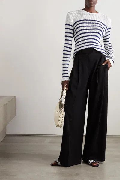 Valentino o1y0326 Crewneck Sweater in White/Blue Size L / US 10 / IT 46 - 4 Thumbnail