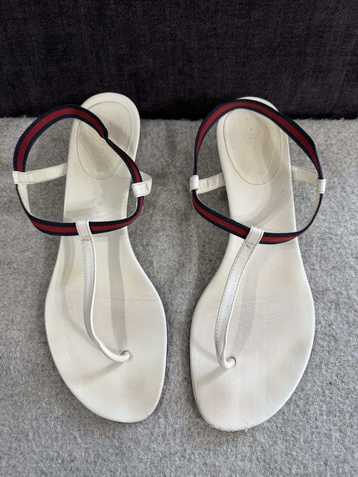 Gucci Gucci Leather Web Accent Leather T-Strap Wedge Sandals 40 Size US 10 / IT 40 - 2 Thumbnail
