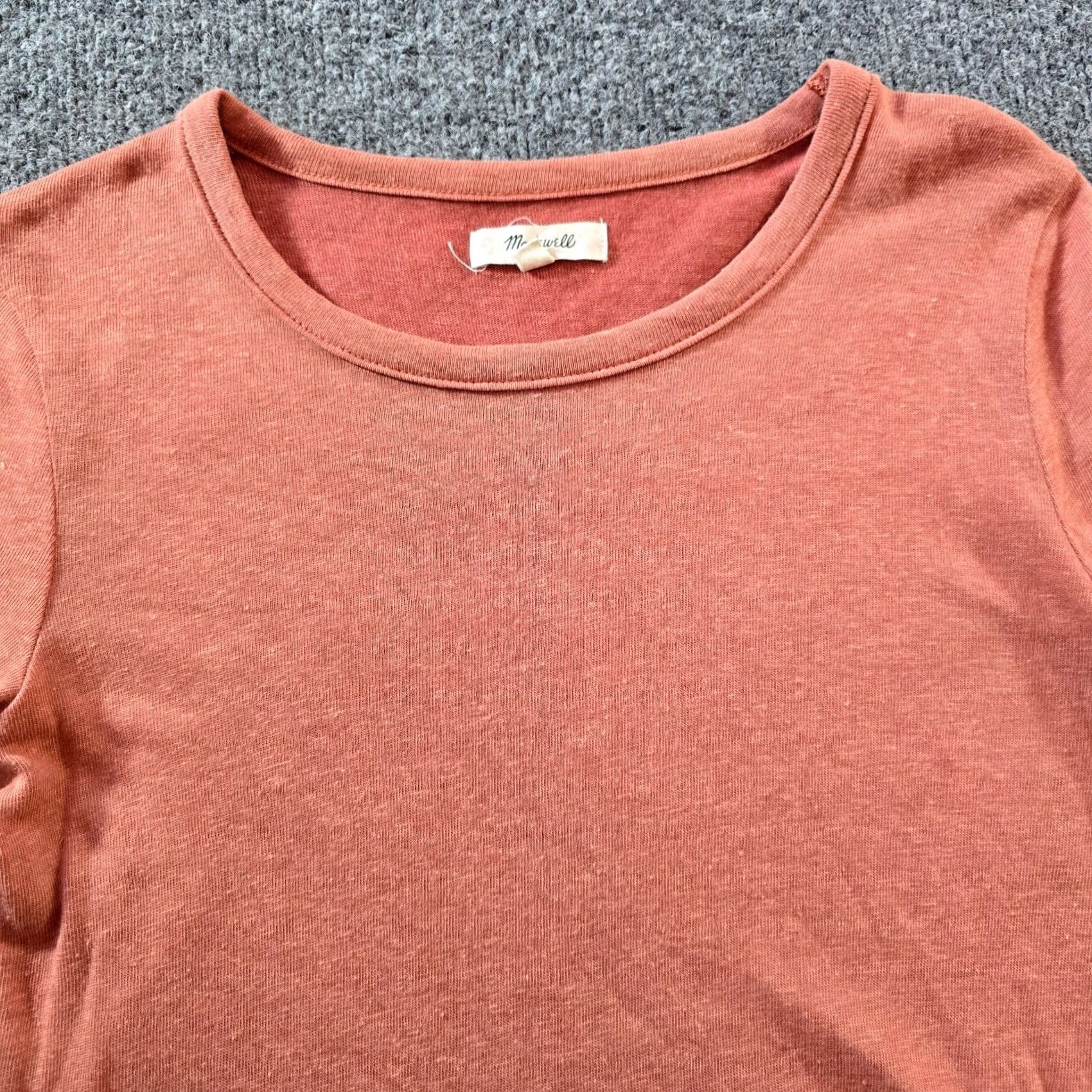 Madewell Madewell Top Womens Size S Orange Linen Blend Long Sleeve Tie Waist Casual Blouse Ladies Regular Knit Size S / US 4 / IT 40 - 2 Thumbnail