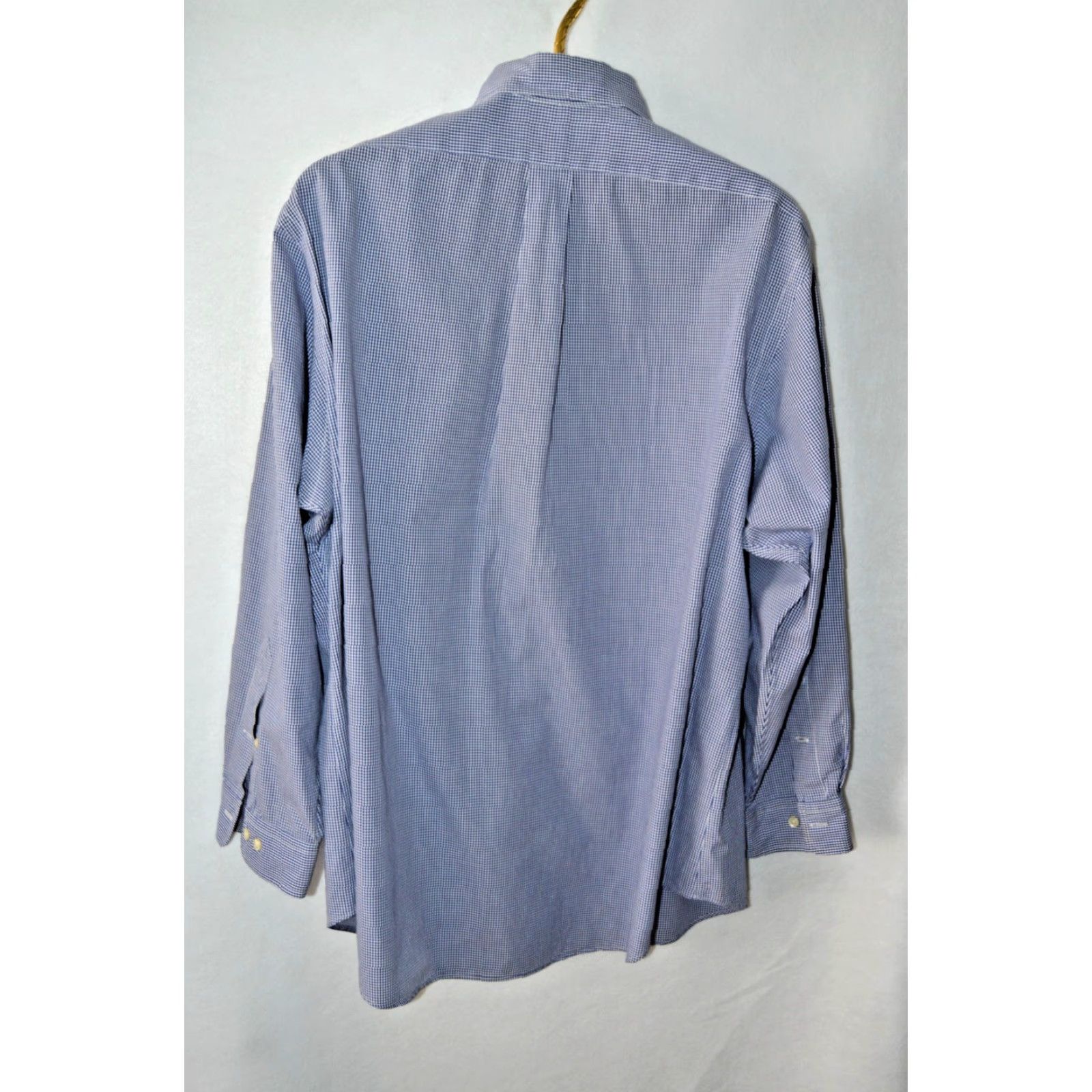 Polo Ralph Lauren VINTAGE Polo Ralph Lauren Dress Shirt Blue Check Men 17 32/33 Cotton Classic Fit Button-Down Long Sleeve Size 46R - 2 Thumbnail