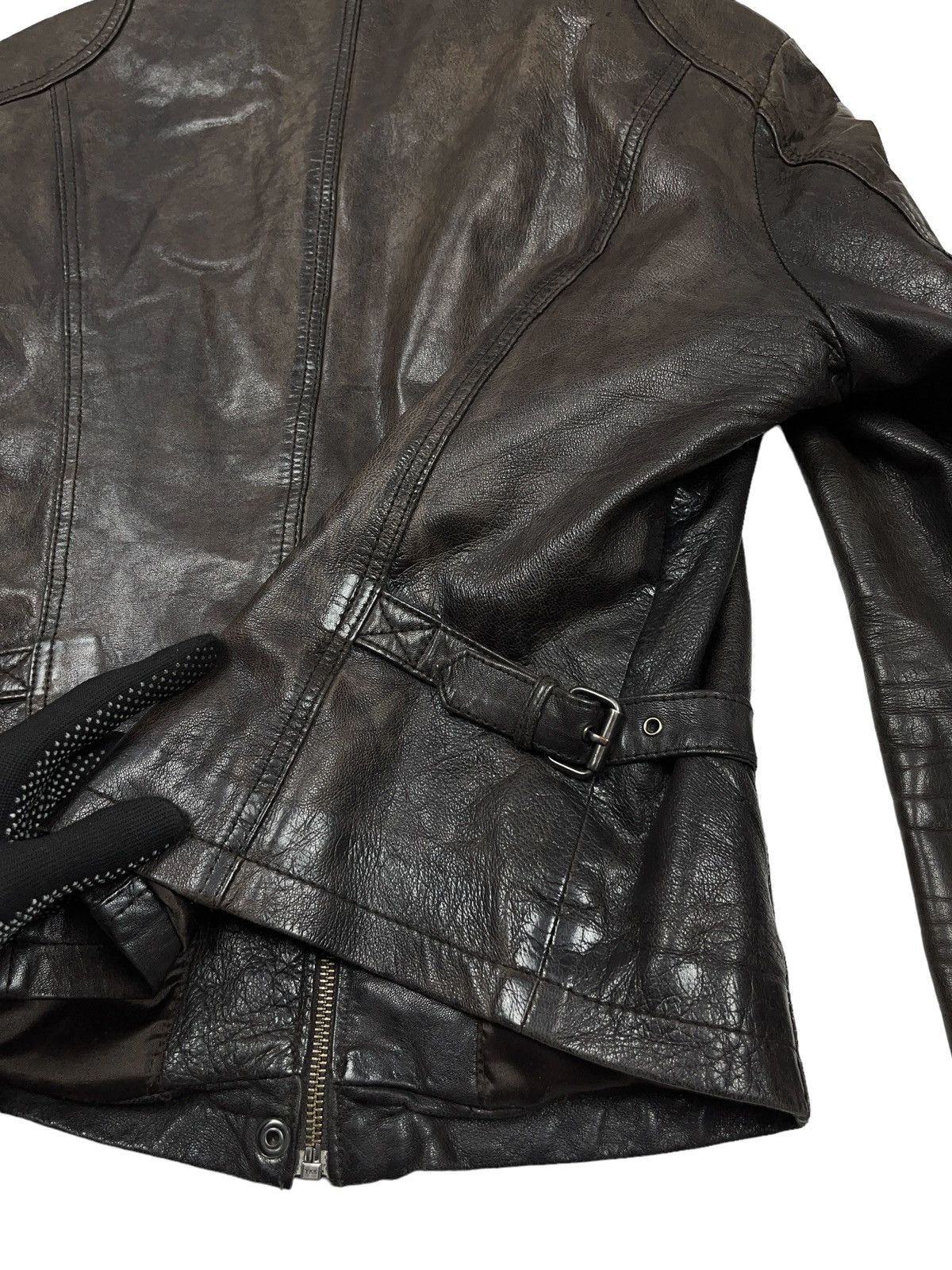 Other Archival Brown Faded Leather Jacket Avant Garde Japanese Size M / US 6-8 / IT 42-44 - 9 Thumbnail