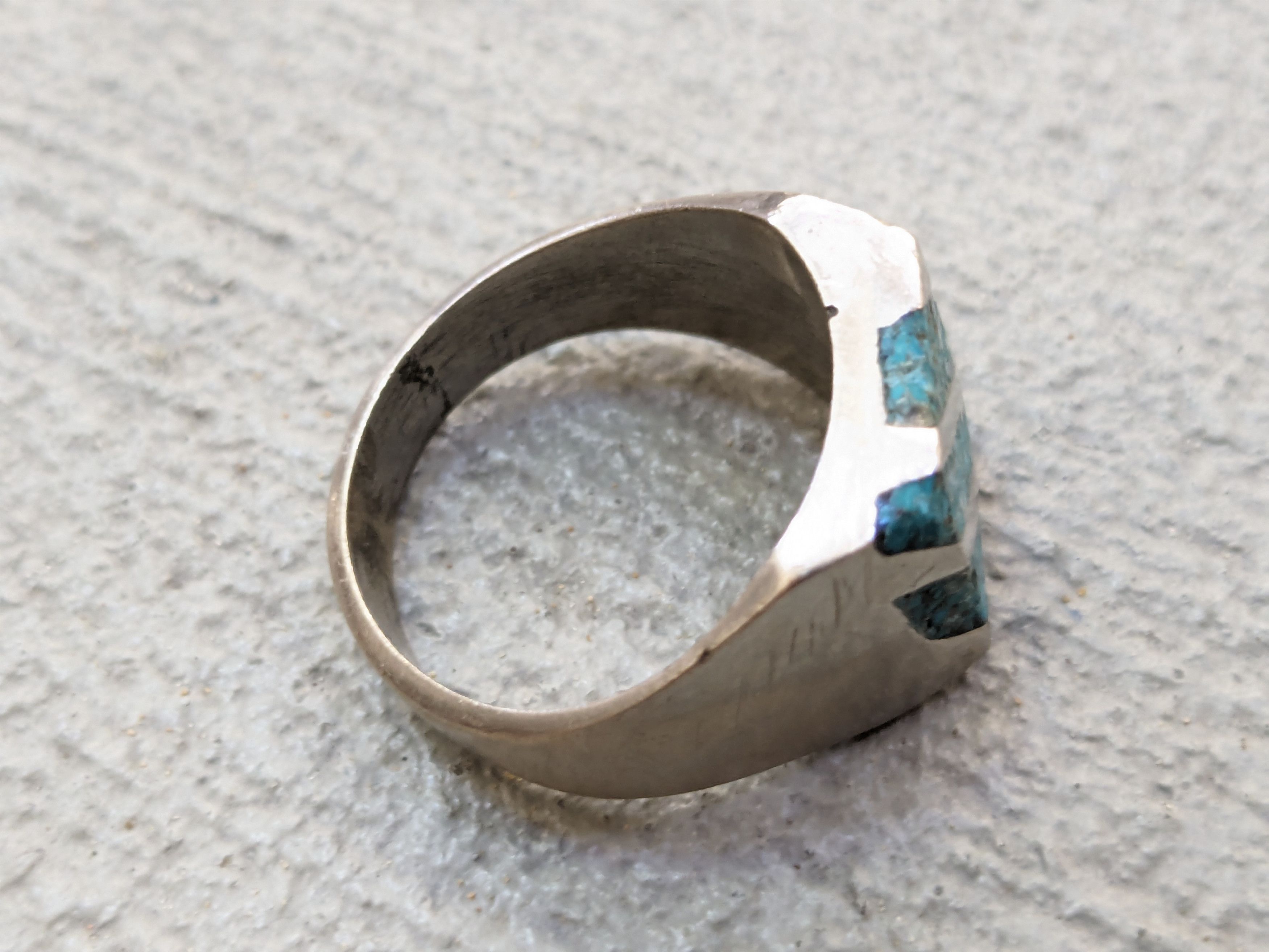 Jewelry Vintage Sterling Silver Ring 11.5 Turquoise Square Modern Size ONE SIZE - 8 Thumbnail