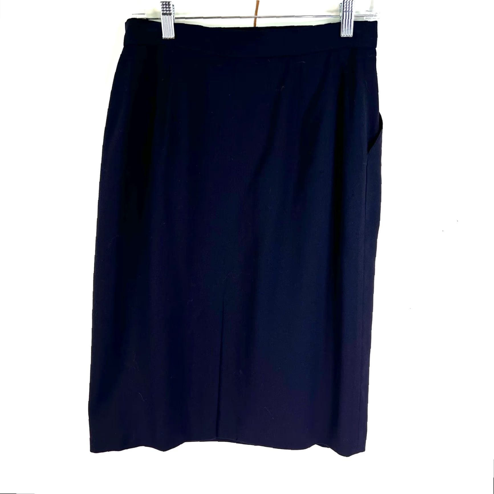 Vintage JH Collectibles A-Line Wool Midi Skirt Womens Size 12 Blue Pockets Zip Button 90s Size 34" / US 12 / IT 48 - 4 Thumbnail