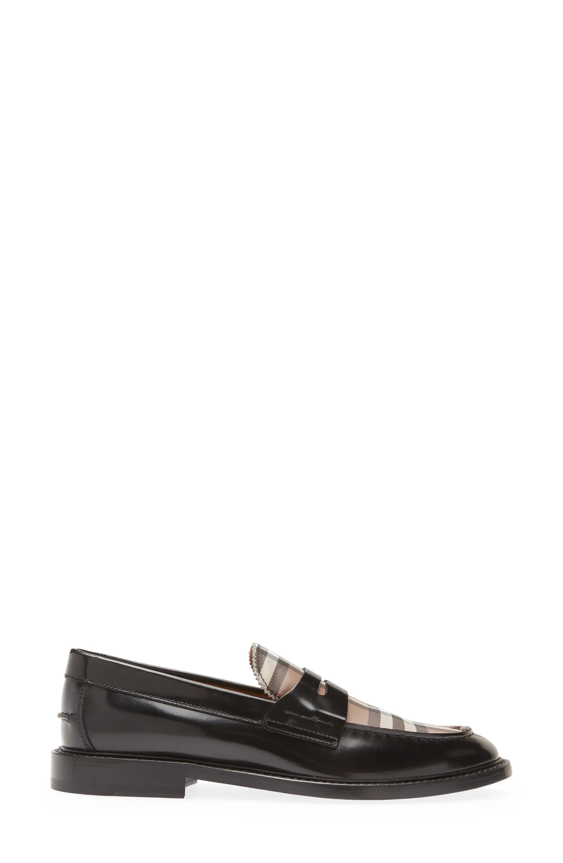 Burberry o1w1db10824 Croftwood Check Leather Penny Loafer in Black Size US 7 / EU 40 - 1 Thumbnail