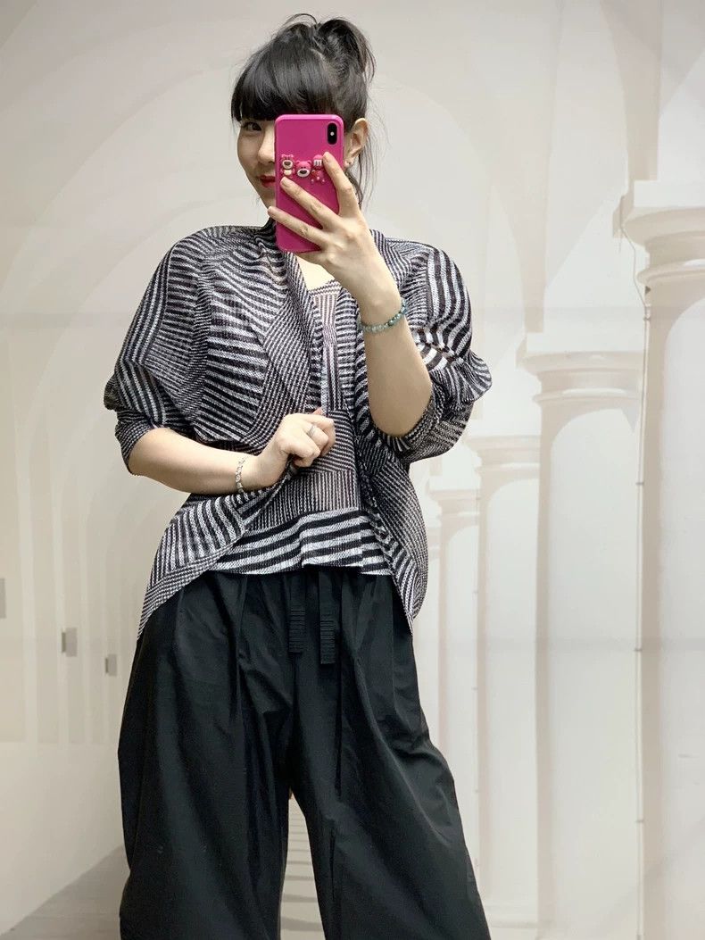 Issey Miyake Issey Miyake PP Striped Top with Shawl - dmc Size US M / EU 48-50 / 2 - 1 Thumbnail