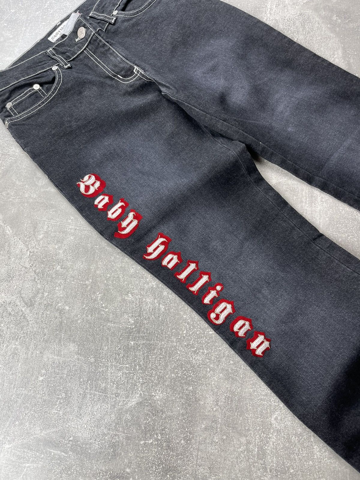 Jean Charles De Castelbajac × Vintage JC de Castelbajac Vintage 90s Y2K Flared Gray Jeans Size 27" / US 4 / IT 40 - 5 Thumbnail