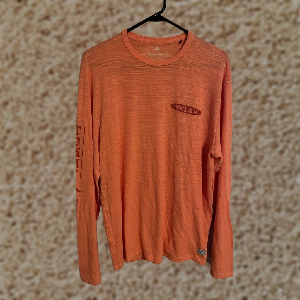 Tommy Bahama Tommy Bahama Orange Tri-Blend L/S Spellout Casual Shirt Mens Large Size US L / EU 52-54 / 3 - 1 Thumbnail