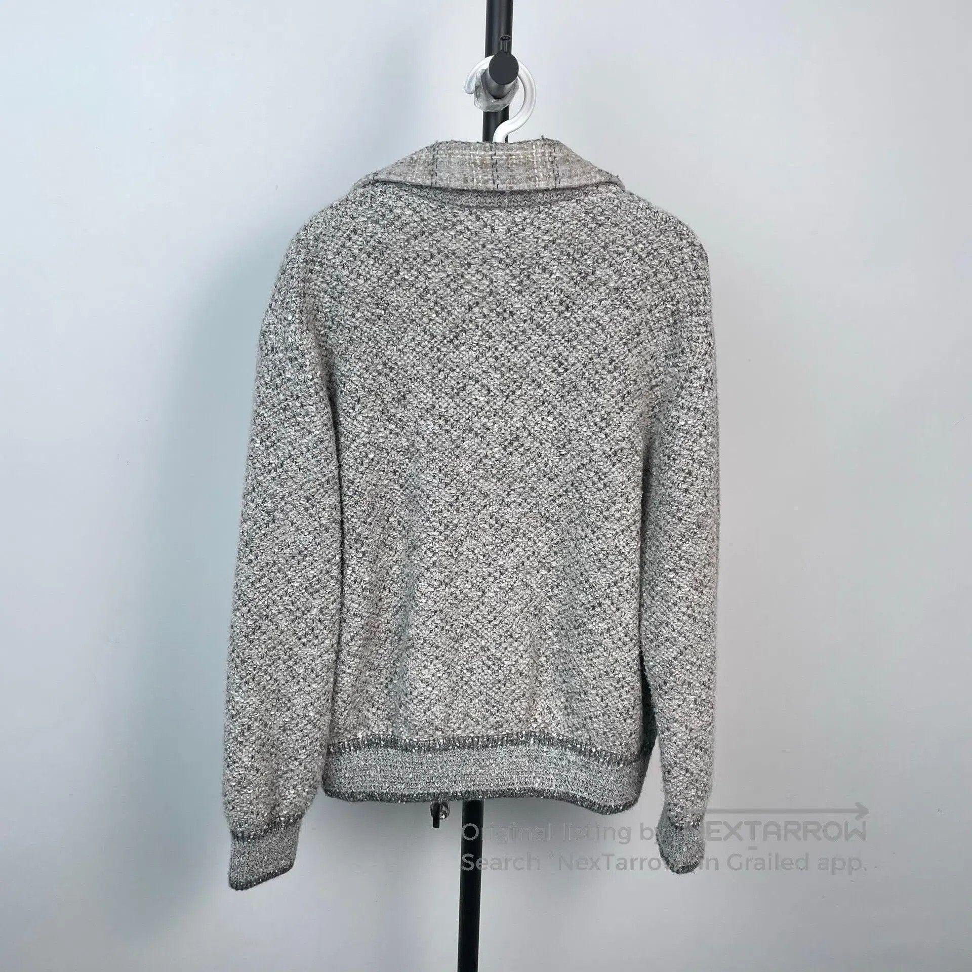 Chanel Chanel Gray and white wool lapel double pocket jacket coat Size XS / US 0-2 / IT 36-38 - 2 Thumbnail