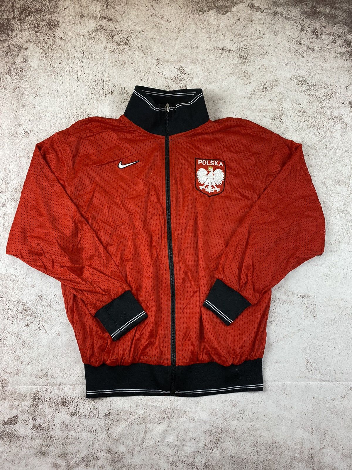 image of Vintage Nike 90's Retro Zip Poland Polska Sweatshirt Jacket in Red, Men's (Size Medium)