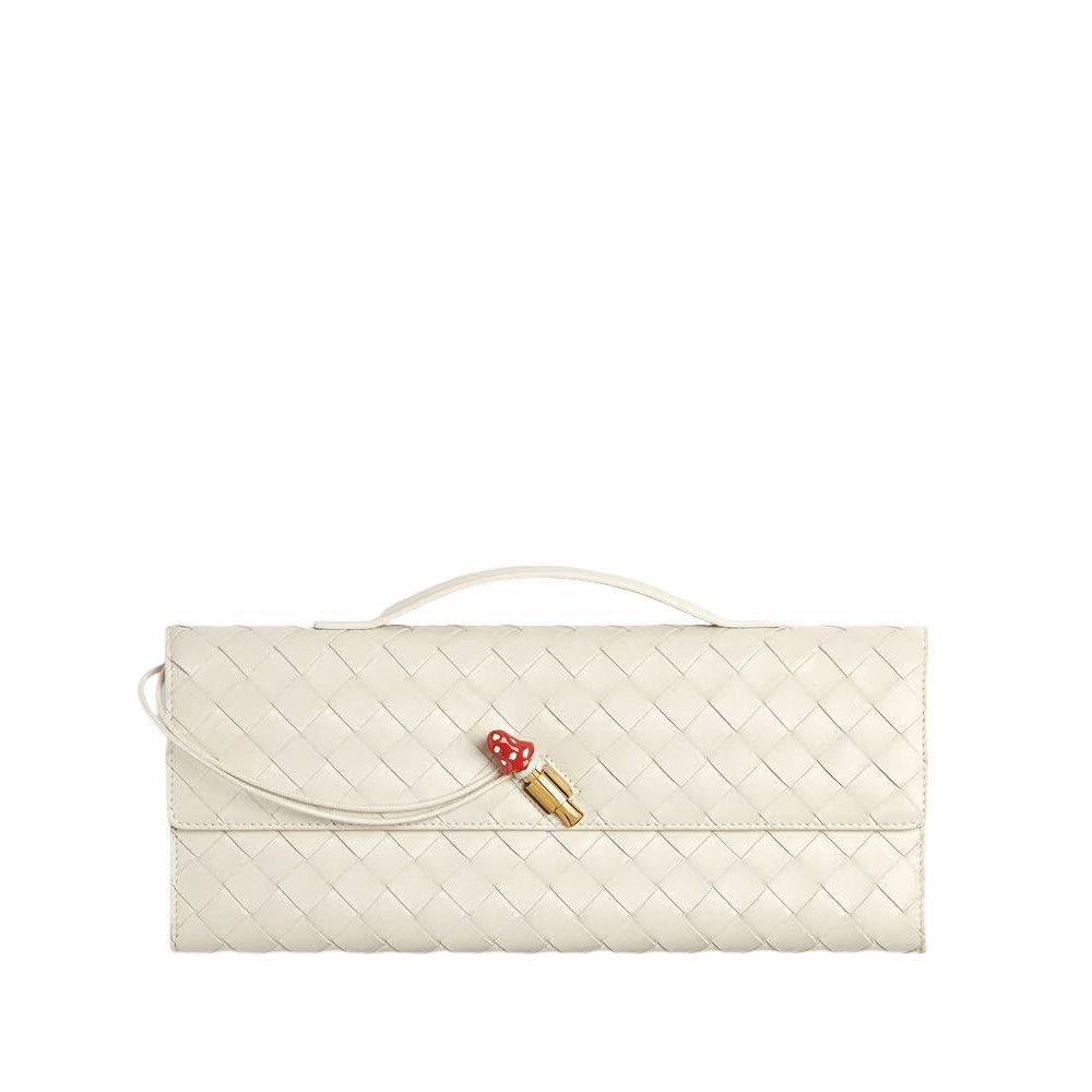 BOTTEGA VENETA $3850 Andiamo Sea Salt Top Handle Clutch New