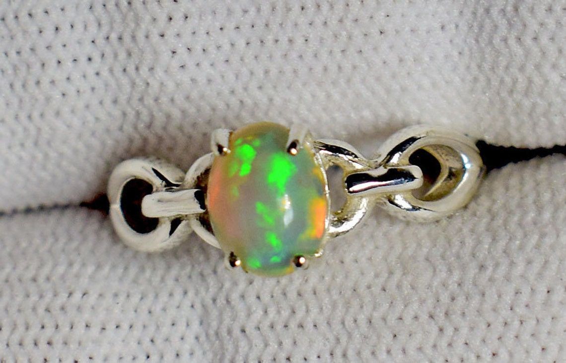 Handmade AA Ethiopian Opal Ring: 925K Silver, October Birthstone Size ONE SIZE - 3 Thumbnail