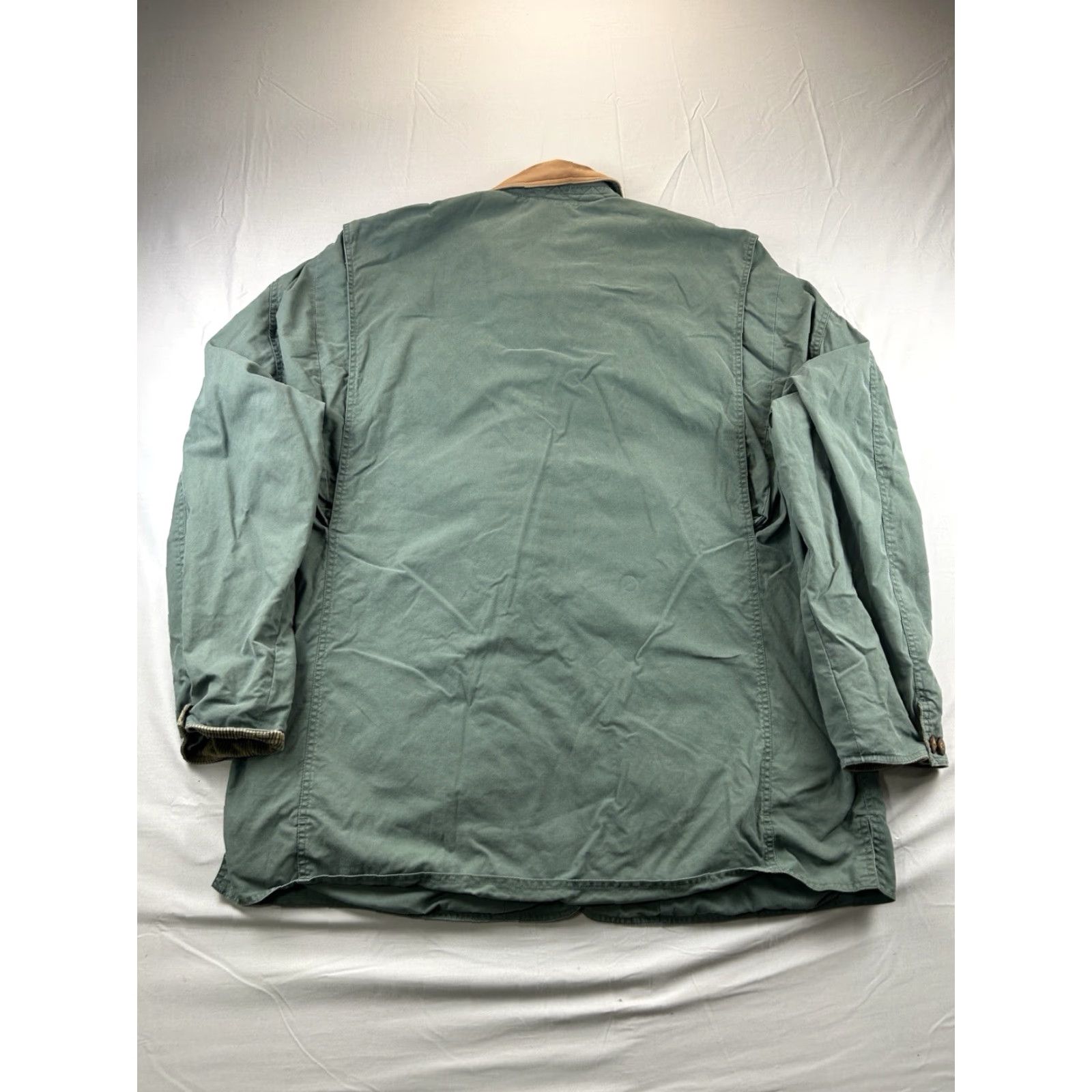Banana Republic VINTAGE Banana Republic Coat XL Men Leather Collar Green 90s Safari Chore Barn Overcoat Size US XL / EU 56 / 4 - 2 Thumbnail
