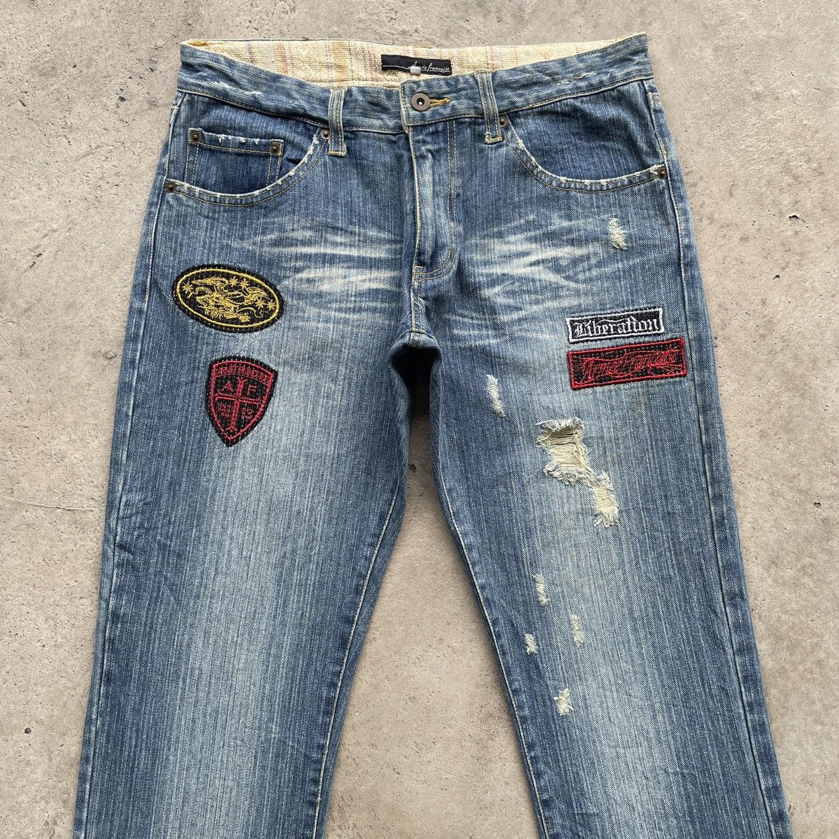 Japanese Brand × Jean Vintage Japan Armee Francaise Patch Faded Jeans Pants Denim Size US 32 / EU 48 - 3 Thumbnail
