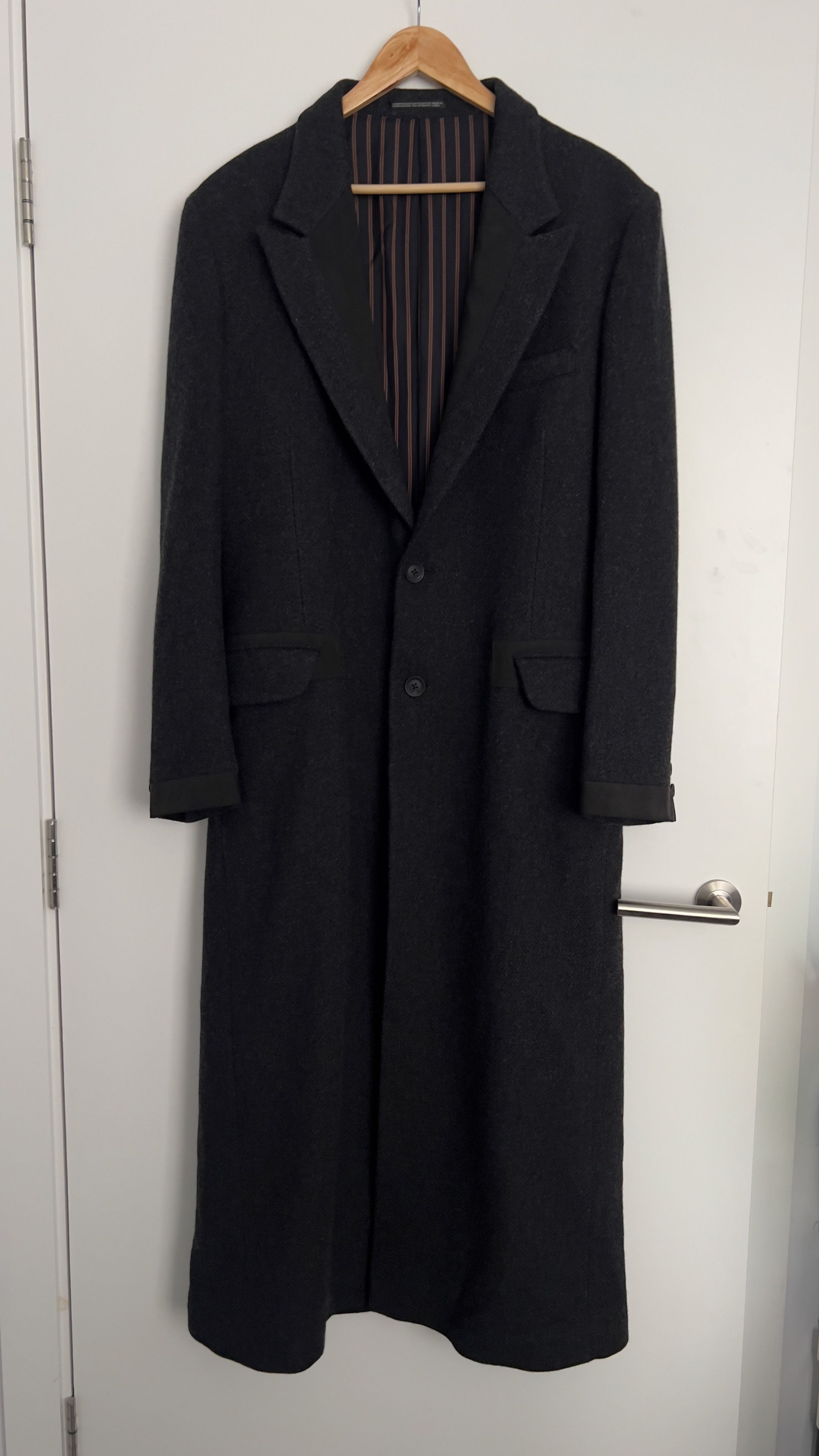 Yohji Yamamoto Yohji Yamamoto Pour Homme Dobby Tweed Peak Lapel Long Coat Size US L / EU 52-54 / 3 - 1 Thumbnail