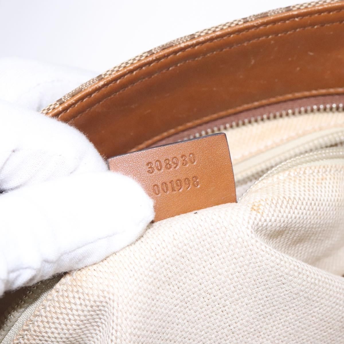 Gucci GUCCI GG Canvas Web Sherry Line Shoulder Bag Beige Silver Size ONE SIZE - 21 Thumbnail