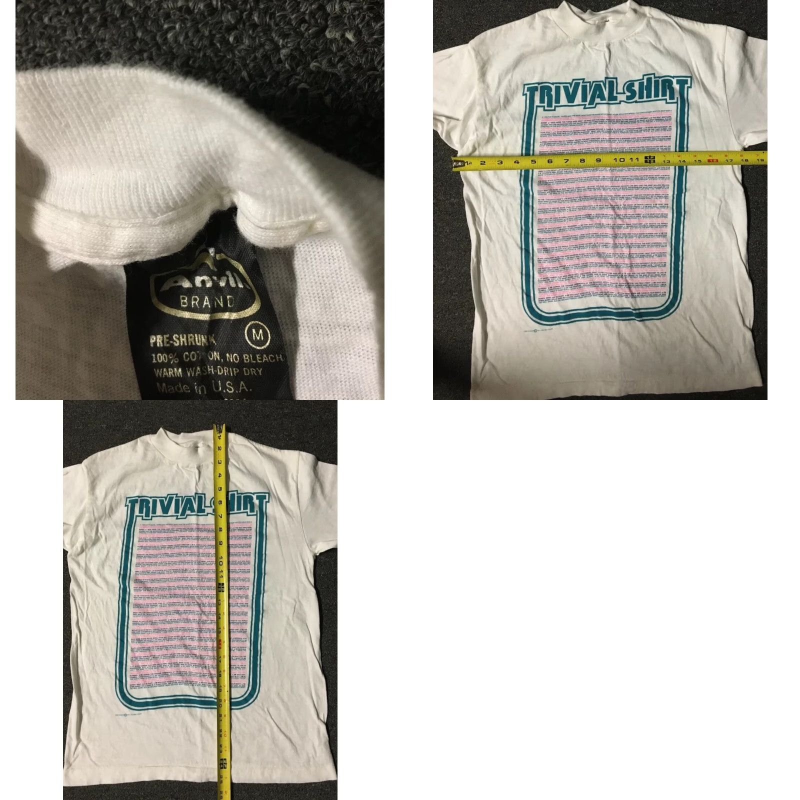 Anvil Vtg 80s Trivia Shirt S Single Stitch USA Pop Culture Funny TV Movie Jeopardy 70s Size US S / EU 44-46 / 1 - 8 Thumbnail