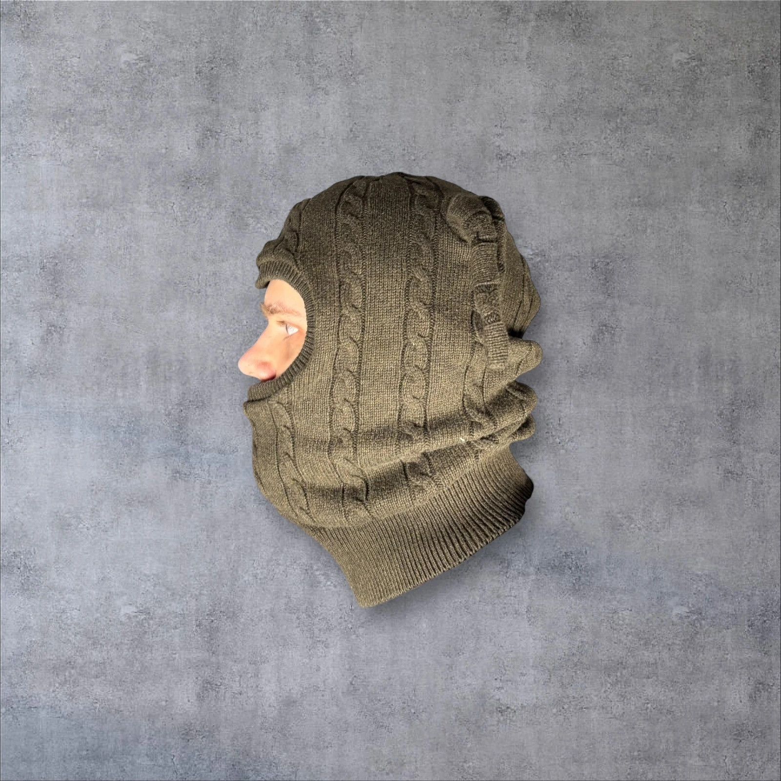 Japanese Brand Cable Knit Balaclava Hat Size ONE SIZE - 6 Thumbnail