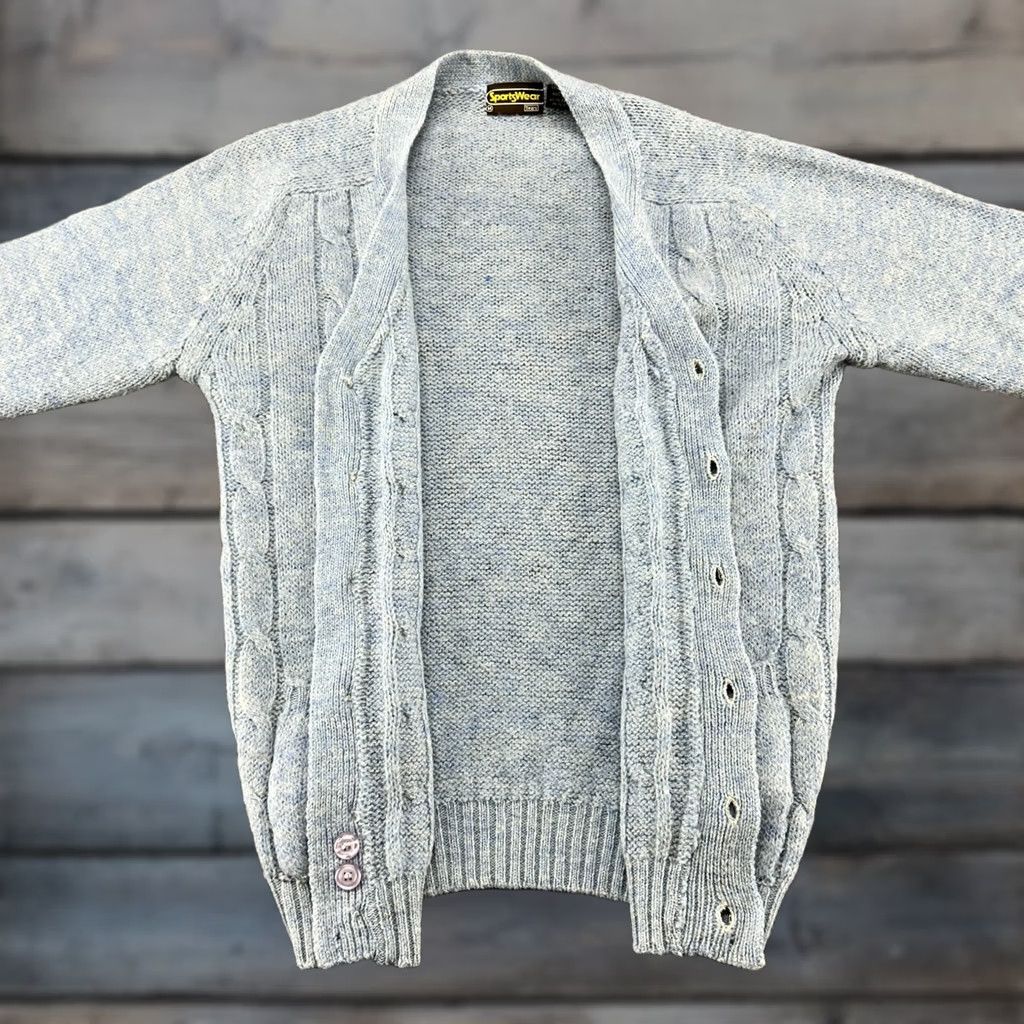 Sears VINTAGE Sears Cardigan Sweater Mens M Blue Wool Cable Knit 70s 90s Mens Size US M / EU 48-50 / 2 - 1 Thumbnail