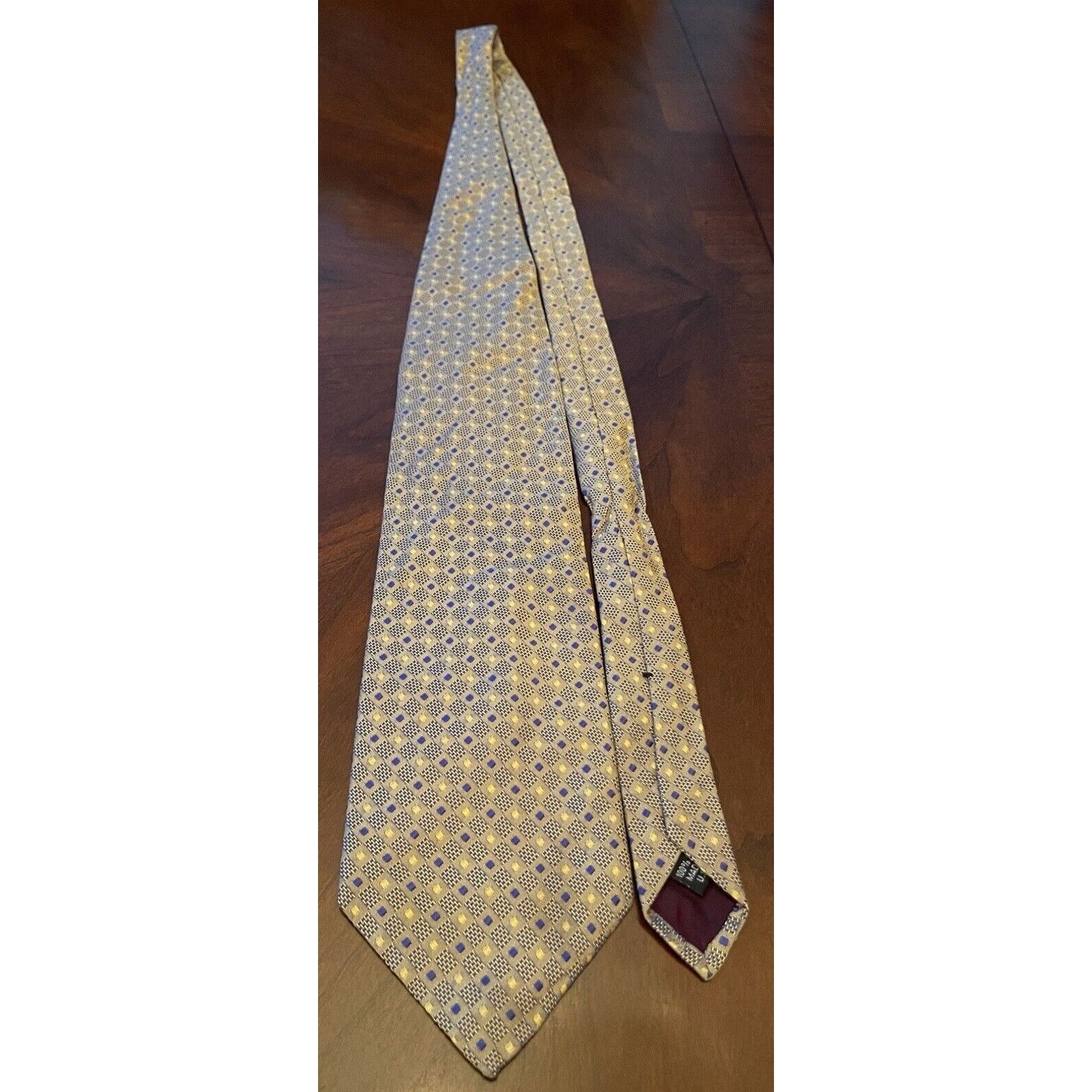 Structure Structure Gold Blue 100% Silk Men’s Neck Tie Made In USA Size ONE SIZE - 3 Thumbnail