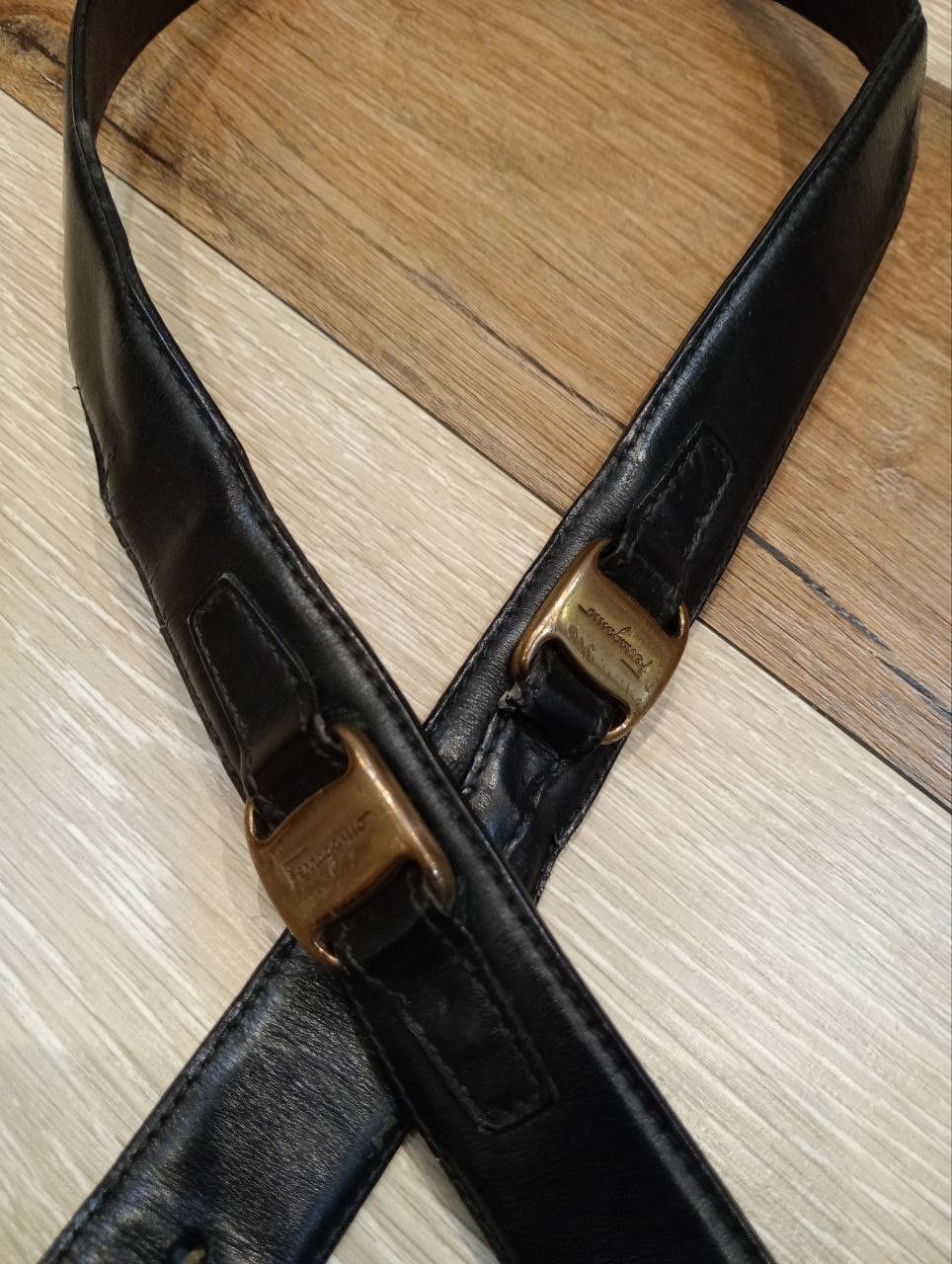 Salvatore Ferragamo VINTAGE SALVATORE FERRAGAMO LEATHER BELT - BLACK Size ONE SIZE - 8 Thumbnail