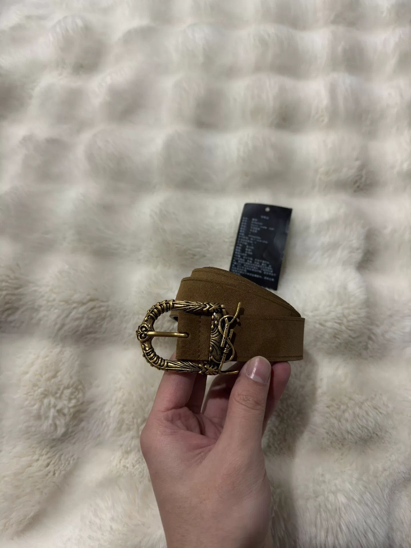 Saint Laurent Paris Saint Laurent SLP Gold Engraved Logo Belt Size ONE SIZE - 1 Thumbnail