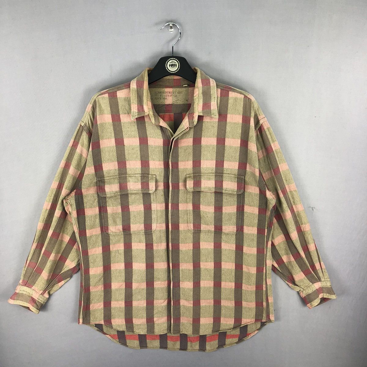 Flannel Vintage 80's Flannel Double Flap Pocket Checker by BORG Size US L / EU 52-54 / 3 - 1 Thumbnail