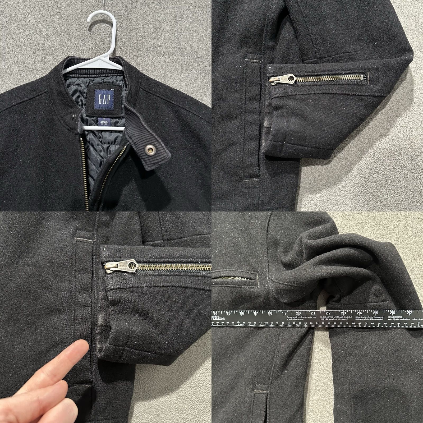 Gap VINTAGE Gap Bomber Jacket Men Small Black Wool Blend Quilted Lined Zip Pockets Full Zip Casual Winter 90s Style Mens Size US S / EU 44-46 / 1 - 8 Thumbnail
