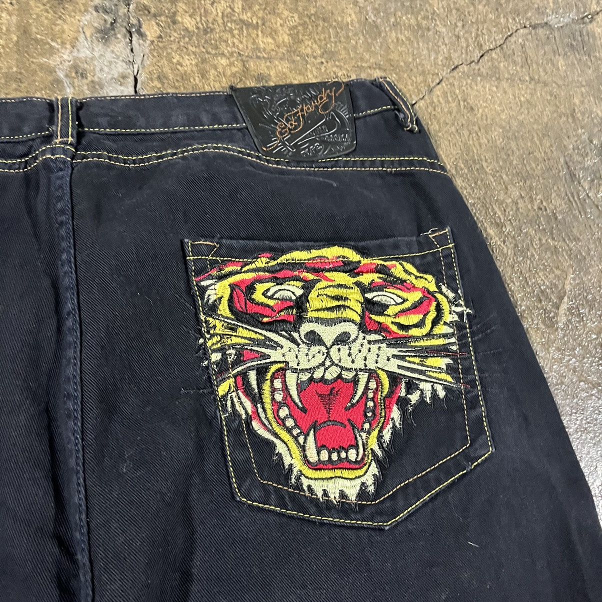 Ed Hardy × JNCO × Vintage Crazy Y2K Ed Hardy Embroidered Tiger Jeans Baggy Skater Size US 42 / EU 58 - 6 Thumbnail
