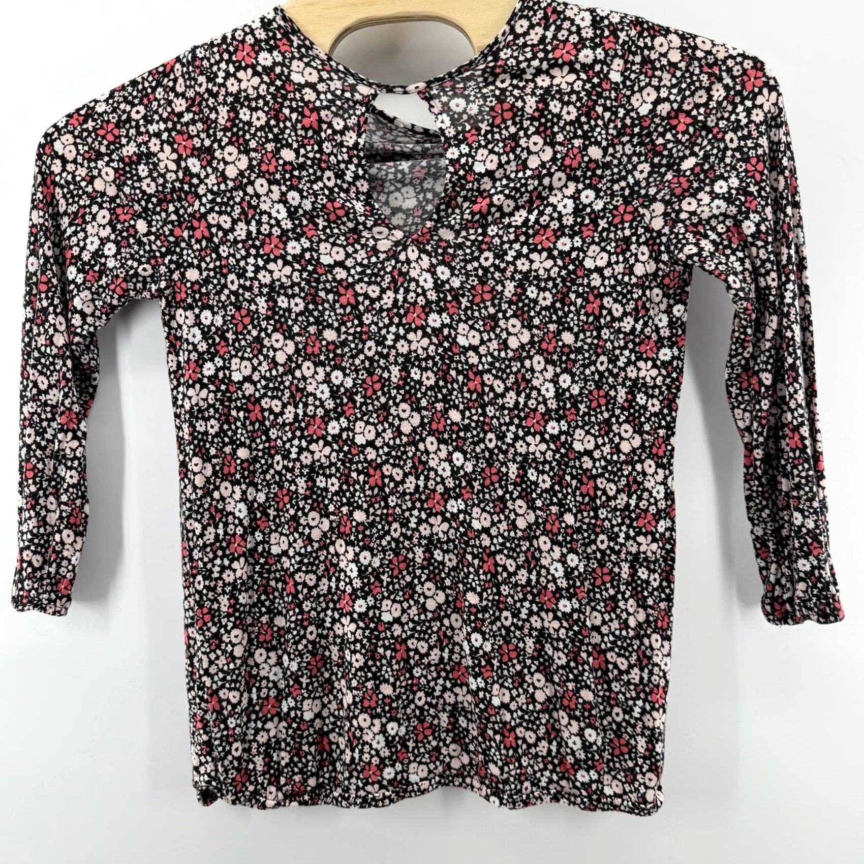 Pinko Floral Print Shirt Womens S/M Black Pink White Long Sleeve Stretch Top Casual Size S / US 4 / IT 40 - 2 Thumbnail