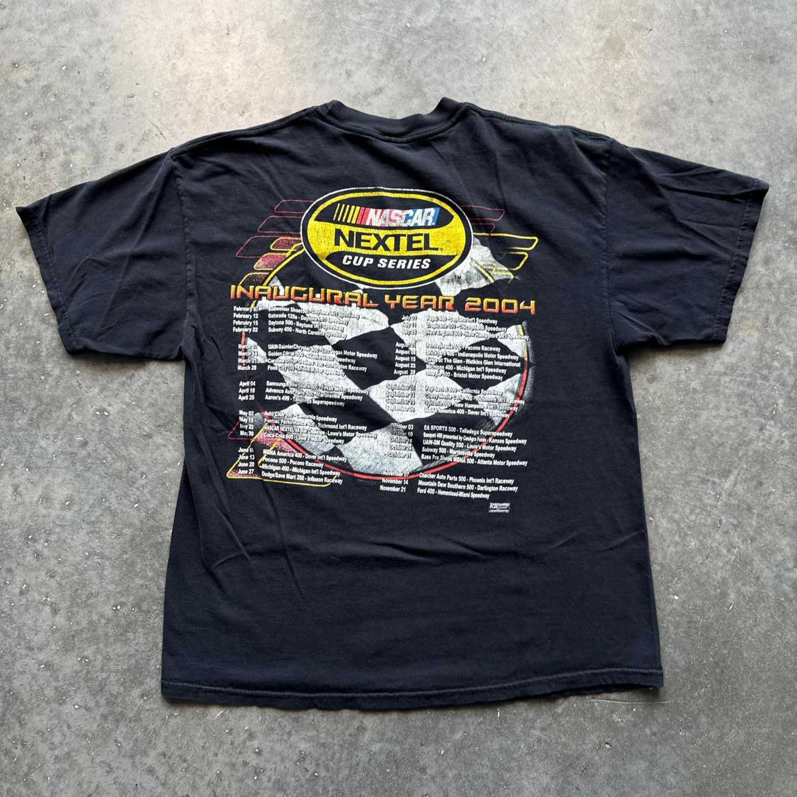 NASCAR Nascar 2004 Y2k "Inaugural Year" Jeff Gordon Faded T-Shirt Size US XL / EU 56 / 4 - 2 Thumbnail