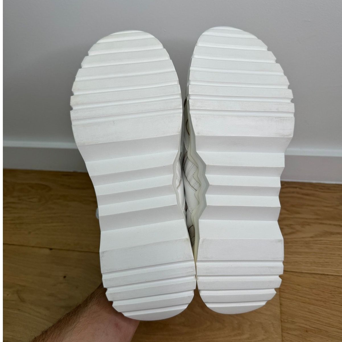 Maje NWOT Maje Blanc White Zig-Zag Chunky Lug Leather Sneakers Size US 11 / IT 41 - 8 Thumbnail