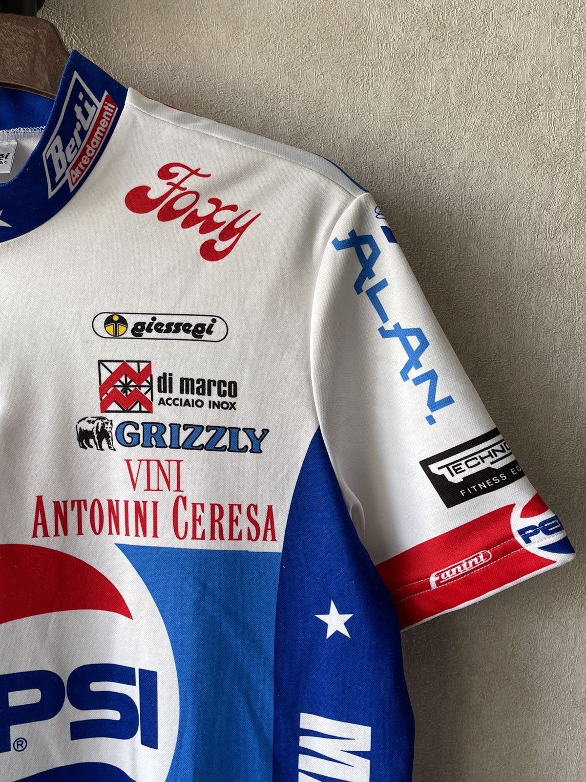 Vintage 80s VTG Pepsi Fanini Cycling Jersey 1/4 Zip Y2K Italy Size US XL / EU 56 / 4 - 3 Thumbnail