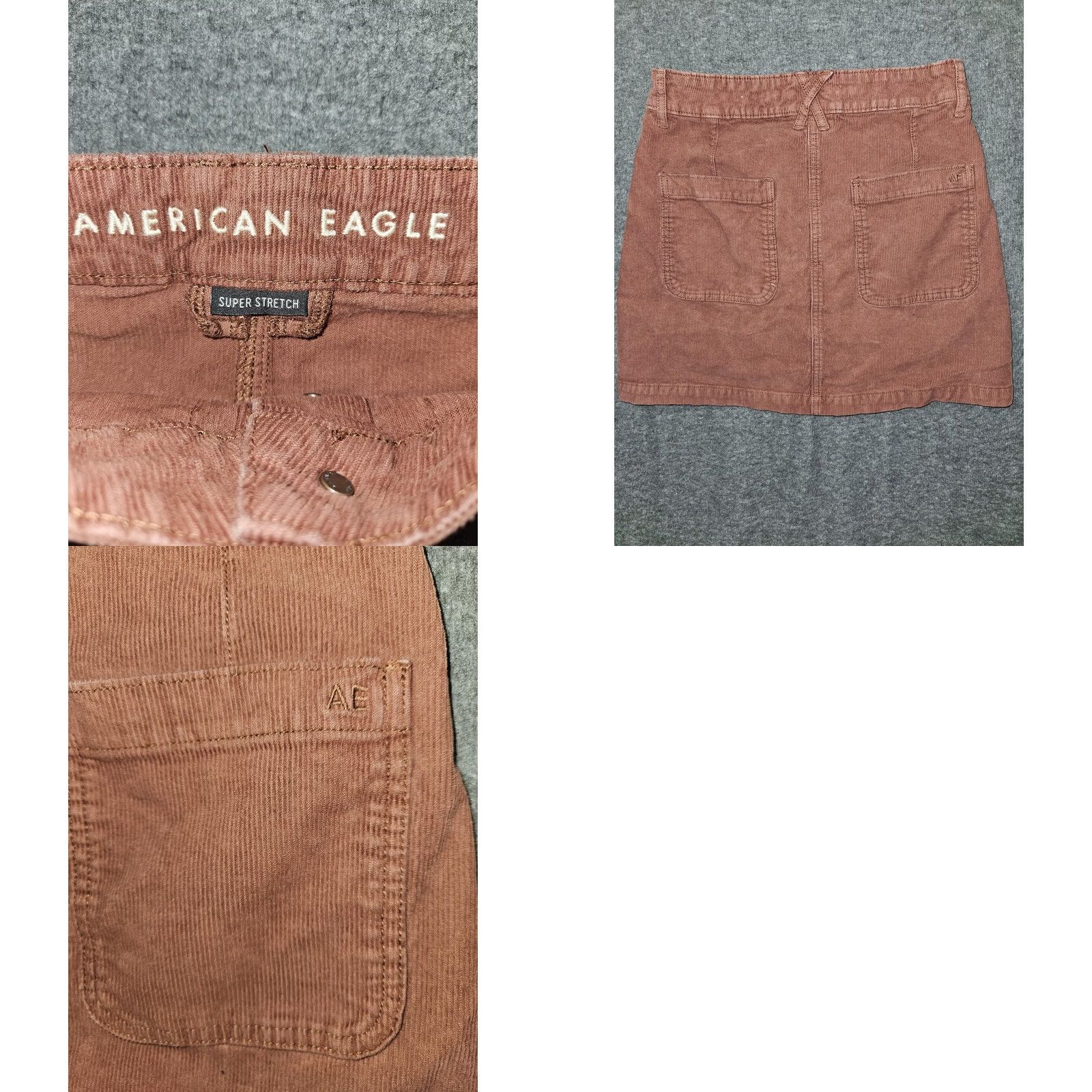 Vintage VINTAGE American Eagle Skirt Womens 2 Brown Corduroy Super High Rise A-Line Button Front (note: original is non-vintage) Size 26" / US 2 / IT 38 - 8 Thumbnail