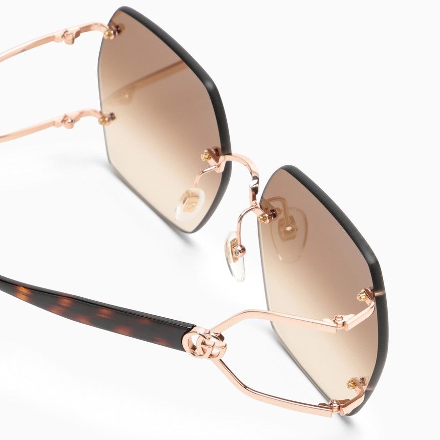 Gucci o1d2blof0824 Size: OS / Hexagonal Sunglasses in Brown Size ONE SIZE - 3 Thumbnail