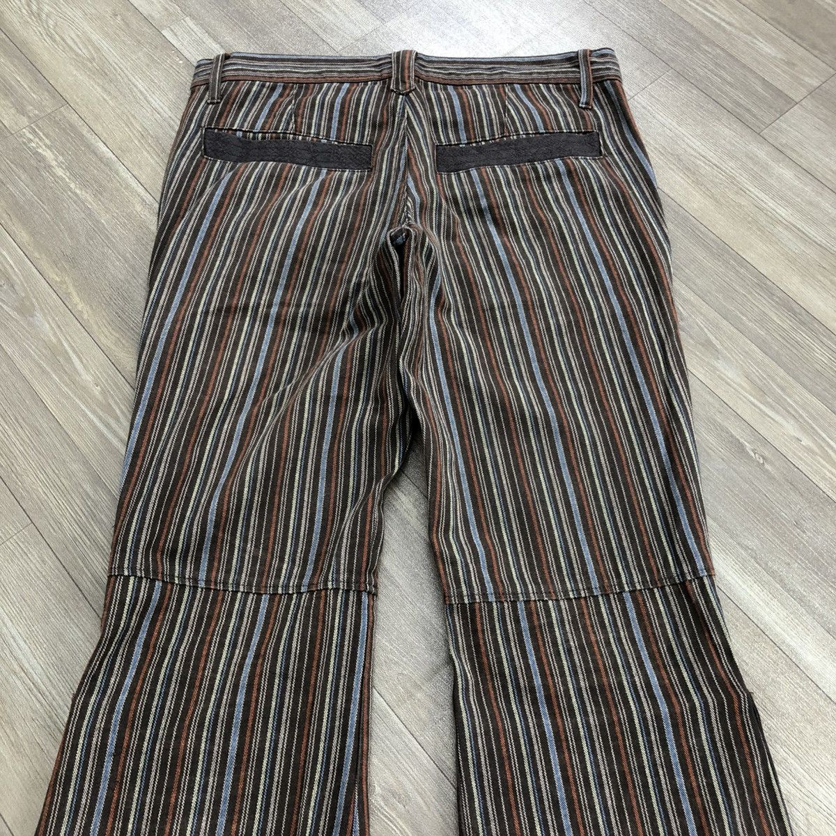 If Six Was Nine × Japanese Brand × Tornado Mart 2000s Tornado Mart Stripped Line Button GOA LGB Flared Jeans Size US 31 - 18 Thumbnail