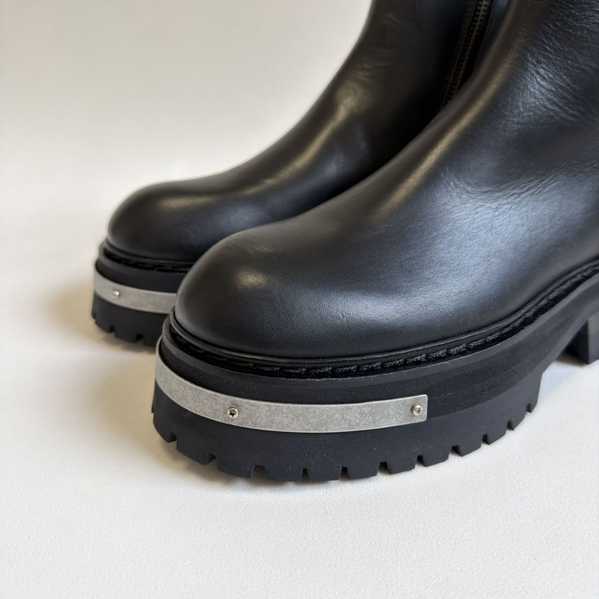 Ann Demeulemeester Metal Plaque Detail Black ‘Tucson’ Combat Boots Size US 6 / IT 36 - 8 Thumbnail