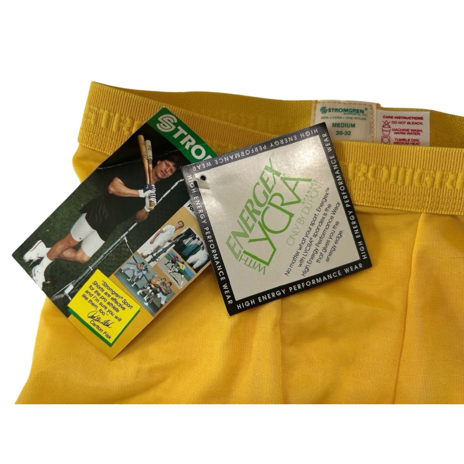 Vintage VINTAGE Stromgren Sport Compression Shorts Mens NWT M Yellow USA 90s Activewear Size US 31 - 2 Thumbnail